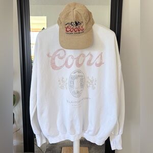 COORS Oversized White Sweatshirt & Snap Back COORS Hat